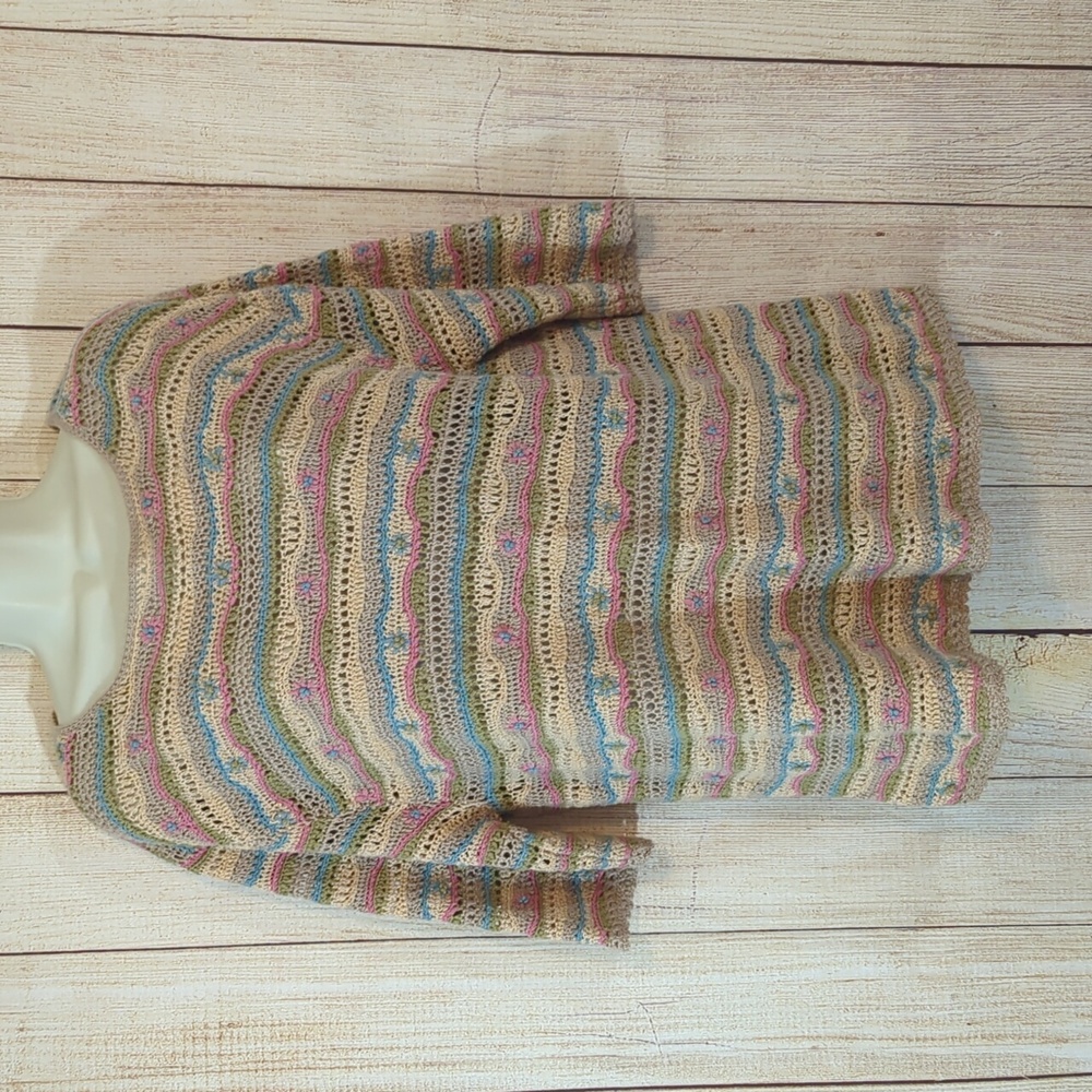 Vintage Cottage Core Floral Crochet Top  Grannycore 80s